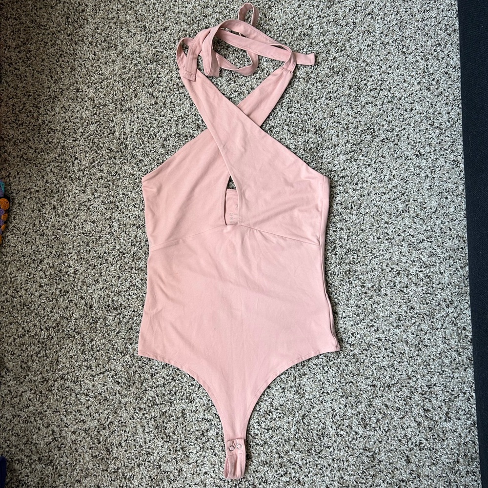 Elegant Pink Halter Bodysuit